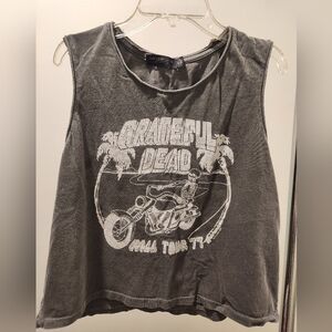 Junk Food Clothing Gray Muscle Tee Crop Top